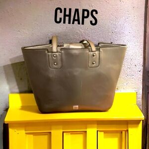 Chaps metallic gold/bronze large tote purse outside zipper double handles